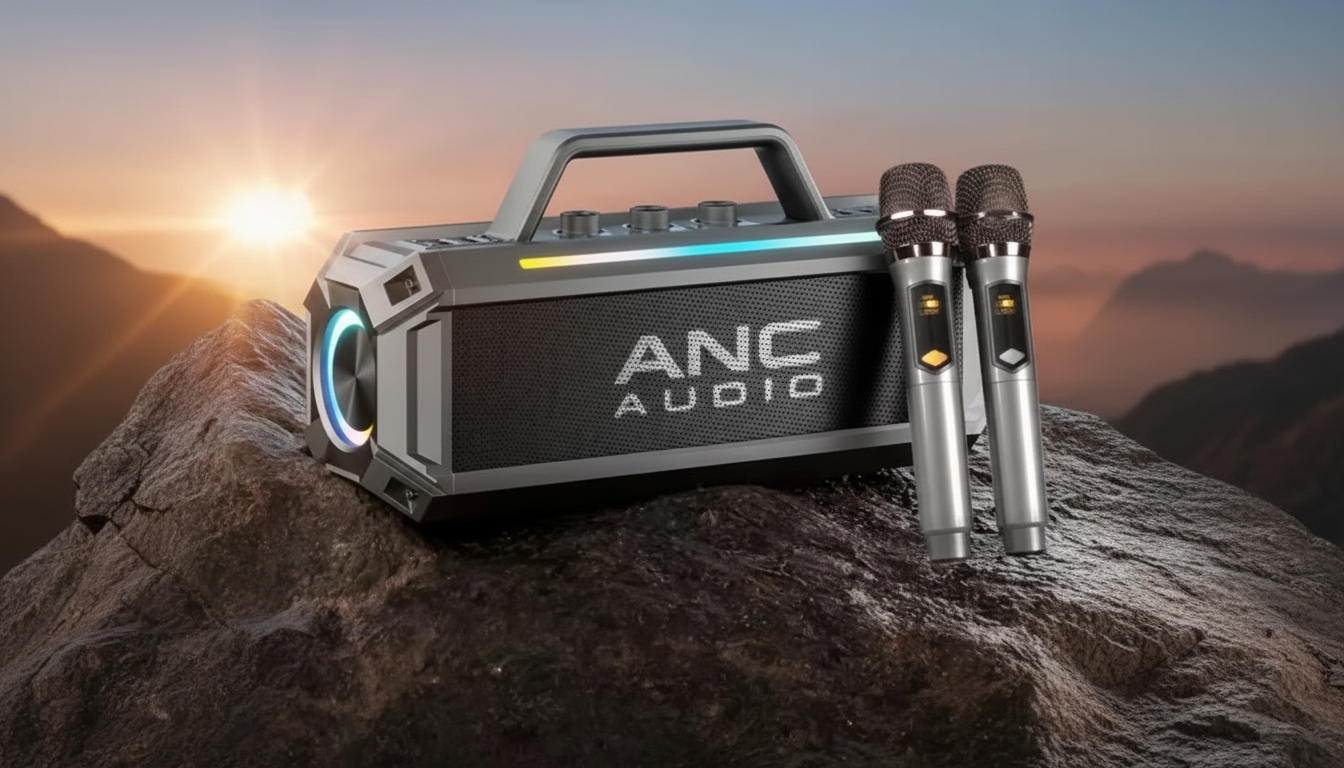 100W Portable Party Speaker: Dual Wireless Mics & RGB